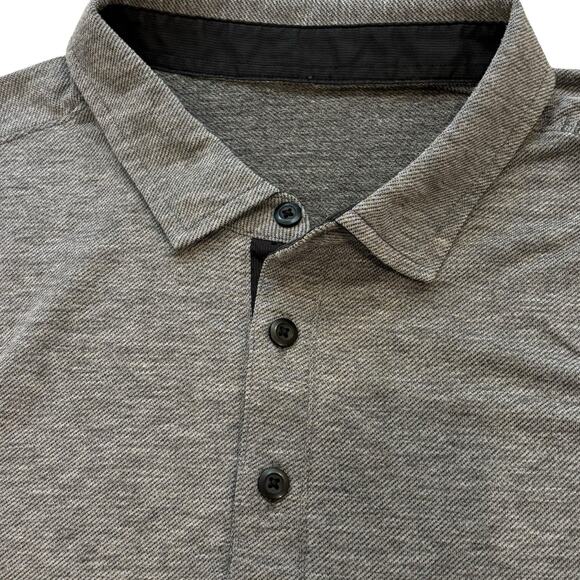 Lululemon Evolution Polo Heather Dark Gray Large Golf Casual Stretch Quick Dry - Picture 3 of 7
